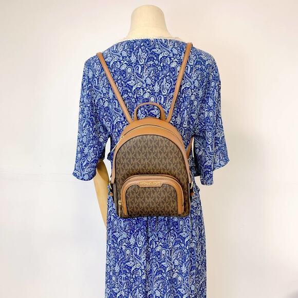 Michael Kors 35T2G8TB1B Jaycee Mini Plain Leather Logo Backpacks IN Brown - Picture 6 of 6